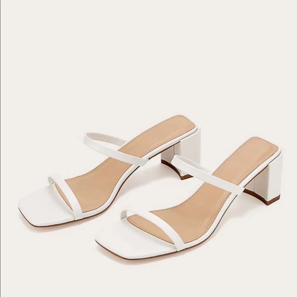 SHEIN White Strap Chunky Mules